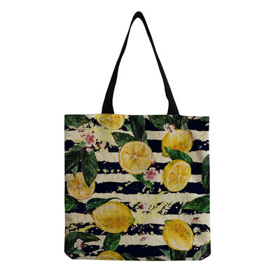 Aanpasbaar Canvas Fashion Fruit Print Schoudertote Herbruikbare Stoffen Winkelwagen OEM