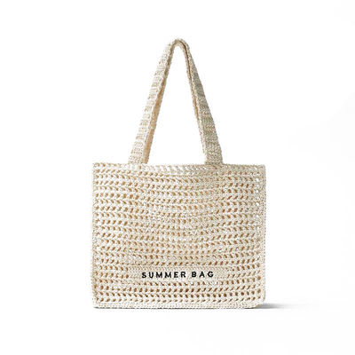 Custom Embroidery Logo Cotton Crochet Summer Lady Beach Bag voor het dagelijks leven avonturen