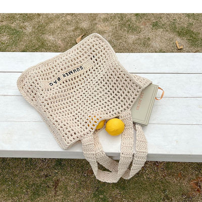 Custom Embroidery Logo Cotton Crochet Summer Lady Beach Bag voor het dagelijks leven avonturen