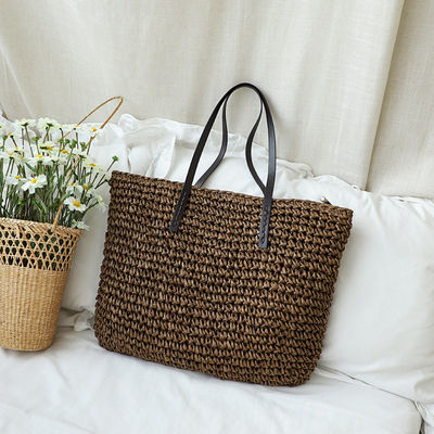 Gepersonaliseerde Kleur Vrouwen Schouder Mesh Grote Handtas Straw Beach Tote Bag voor het dagelijks leven