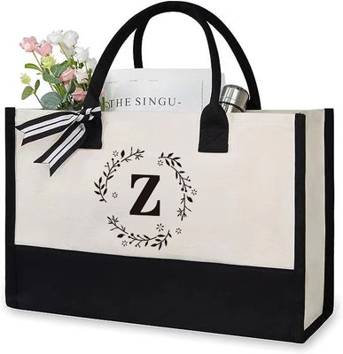 Winkeltasjes Op maat Kleur Grote Tote Canvas Tas met Gepersonaliseerde Ontwerp Letter