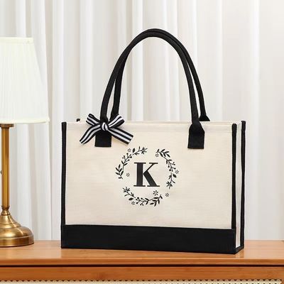 Winkeltasjes Op maat Kleur Grote Tote Canvas Tas met Gepersonaliseerde Ontwerp Letter