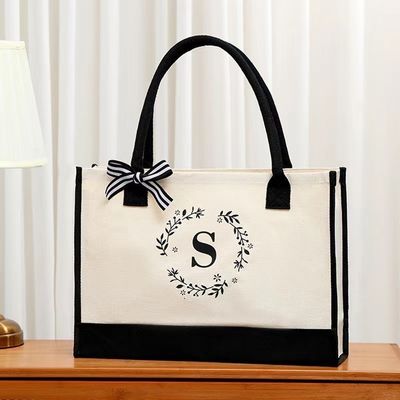 Winkeltasjes Op maat Kleur Grote Tote Canvas Tas met Gepersonaliseerde Ontwerp Letter