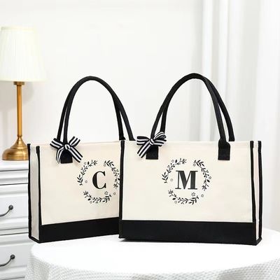 Winkeltasjes Op maat Kleur Grote Tote Canvas Tas met Gepersonaliseerde Ontwerp Letter