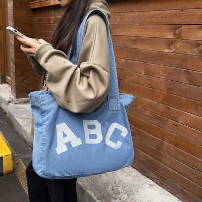 Custom Printing Denim Woven Beach Bag met Soft-Loop Style en OEM/ODM Acceptatie