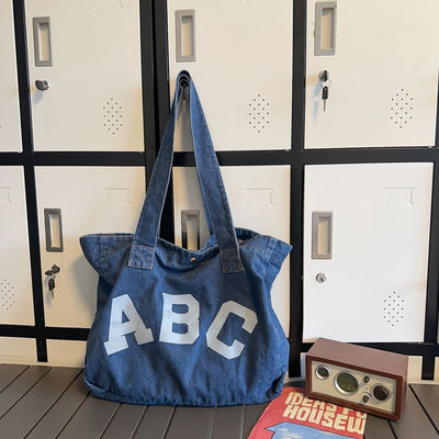 Custom Printing Denim Woven Beach Bag met Soft-Loop Style en OEM/ODM Acceptatie