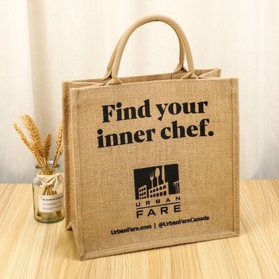 Custom Small Burlap Jute Tote Bag voor winkelen Customized kleur en OEM / ODM aanvaardbaar