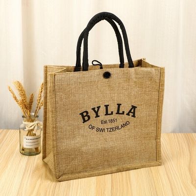 Custom Small Burlap Jute Tote Bag voor winkelen Customized kleur en OEM / ODM aanvaardbaar