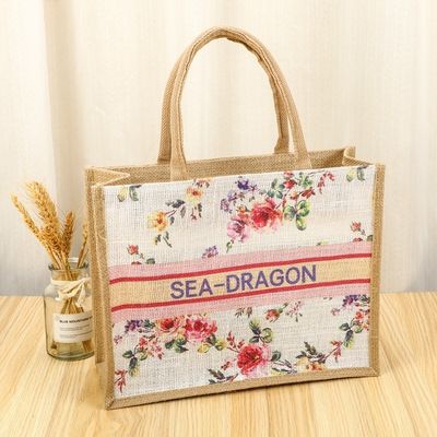 Custom Small Burlap Jute Tote Bag voor winkelen Customized kleur en OEM / ODM aanvaardbaar