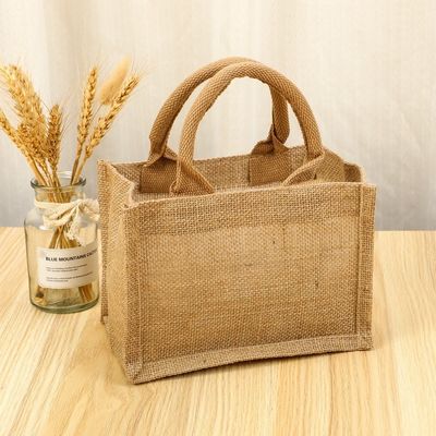 Custom Small Burlap Jute Tote Bag voor winkelen Customized kleur en OEM / ODM aanvaardbaar