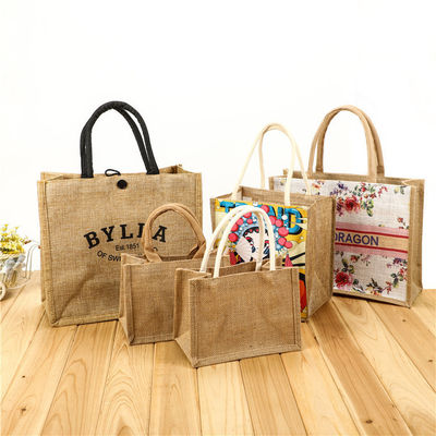 Custom Small Burlap Jute Tote Bag voor winkelen Customized kleur en OEM / ODM aanvaardbaar