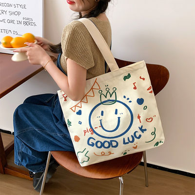 Nieuwste modieuze stijl aangepaste logo katoenen doek Tote Bag met rits promotie