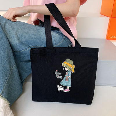 Nieuwste modieuze stijl aangepaste logo katoenen doek Tote Bag met rits promotie
