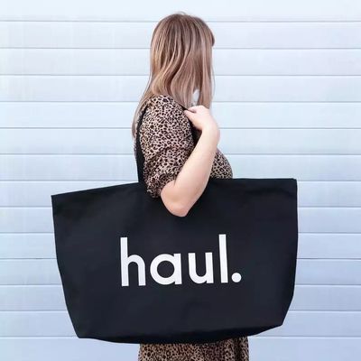 Custom logo natuurlijke katoenen winkeltok voor vrouwen en winkelen