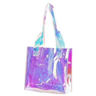 Medium Jute Custom PVC Laser Bag voor Recycled Plastic Transparent Holographic Shopping