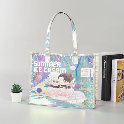 Medium Jute Custom PVC Laser Bag voor Recycled Plastic Transparent Holographic Shopping