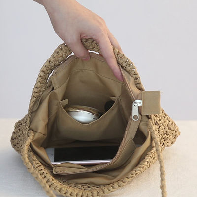 Recycled Straw Beach Bag Paper Cord Crossbody Shoulder Bags Logo Gepersonaliseerd Logo