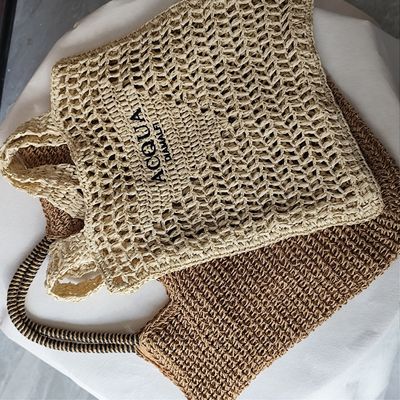 Hoge capaciteit Koreaanse stijl vrouwen stro strand vakantie picknicktas met custom logo