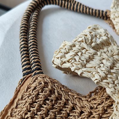Hoge capaciteit Koreaanse stijl vrouwen stro strand vakantie picknicktas met custom logo