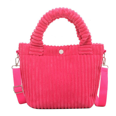 Corduroy Handtas Custom Logo Print Crossbody Vrouwen Winkelwagen Mini Tote Bag Stijl