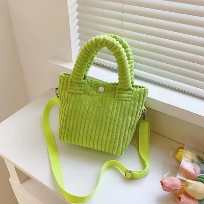 Corduroy Handtas Custom Logo Print Crossbody Vrouwen Winkelwagen Mini Tote Bag Stijl