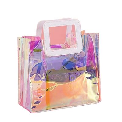 Stijlvolle herbruikbare PVC laser transparante holografische tas voor strandtas liefhebbers