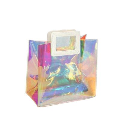 Stijlvolle herbruikbare PVC laser transparante holografische tas voor strandtas liefhebbers
