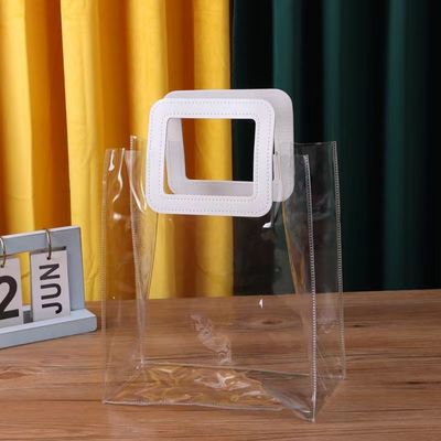 Ledehandvatsel PVC Duidelijke Transparante Tote Bag voor aangepaste logo cadeaupakketten