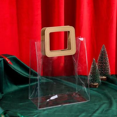 Ledehandvatsel PVC Duidelijke Transparante Tote Bag voor aangepaste logo cadeaupakketten