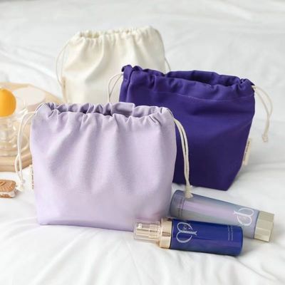 Custom Candy Color Recycle Organic Cotton Canvas Fabric Drawstring Bag voor verpakking