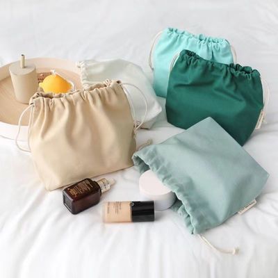 Custom Candy Color Recycle Organic Cotton Canvas Fabric Drawstring Bag voor verpakking