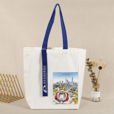 Handgemaakte stijl Custom Print Cotton Canvas Tote Bag voor milieuvriendelijk feestcadeau