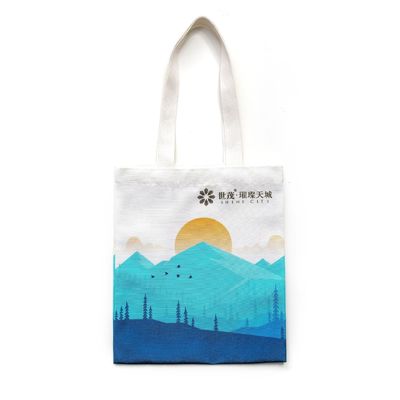 Custom Logo Printed Canvas Tote Bags in Zwarte Rode Roze Blauwe Paarse Kleuren voor hergebruik