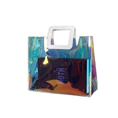 Open sluiting Custom Clear PVC Gift Iridescent Tote Cosmetische zak voor een modieuze look