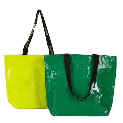 Gepersonaliseerde kleur Eco-vriendelijke PP geweven gelamineerde winkeltokjes met aangepast logo