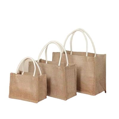 Cadeautjes Custom Logo Winkelwagen in natuurlijke milieuvriendelijke boorlap Jute voor herbruikbare Tote