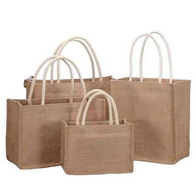 Cadeautjes Custom Logo Winkelwagen in natuurlijke milieuvriendelijke boorlap Jute voor herbruikbare Tote