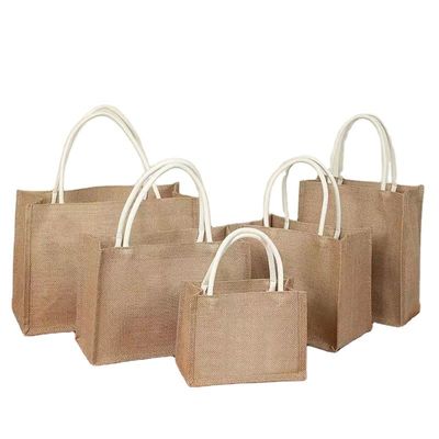Cadeautjes Custom Logo Winkelwagen in natuurlijke milieuvriendelijke boorlap Jute voor herbruikbare Tote
