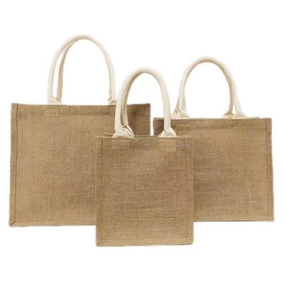 Cadeautjes Custom Logo Winkelwagen in natuurlijke milieuvriendelijke boorlap Jute voor herbruikbare Tote