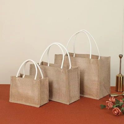 Cadeautjes Custom Logo Winkelwagen in natuurlijke milieuvriendelijke boorlap Jute voor herbruikbare Tote