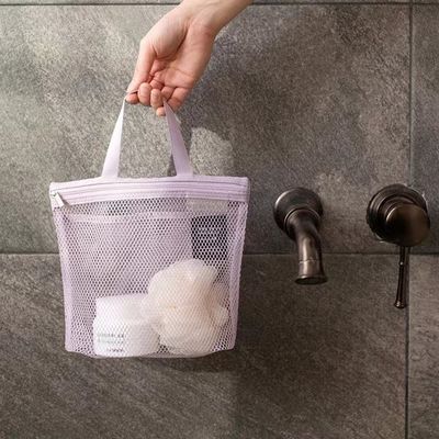 Op maat gemaakte nettoilettenzak lichtgewicht netzak klein nylonnet voor badkameropslag