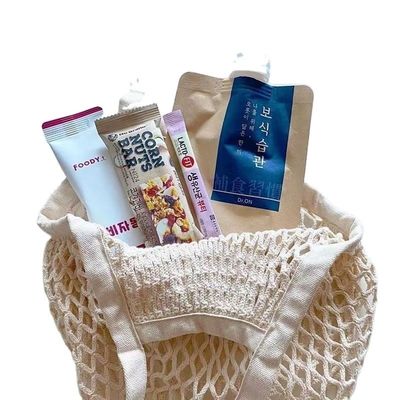 Gepersonaliseerd logo Eco Organic Cotton Mesh Net Herbruikbare winkeltas voor groente Fruit Food