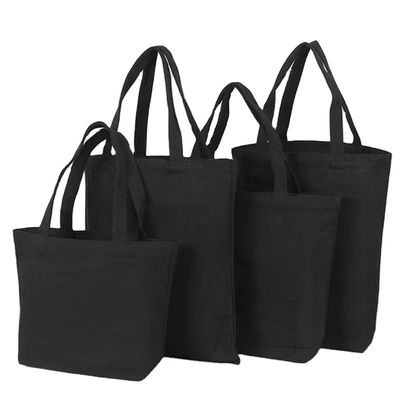 Gepersonaliseerde druk katoen zwart doek Tote zak voor winkelen Nieuwste modieuze stijl