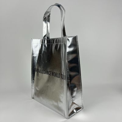 Eco-vriendelijke winkeltas Goud gelamineerd Metalen zilveren niet-geweven tas met aangepast logo