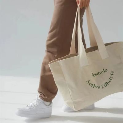 Gepersonaliseerd Logo Overgrote Grote Vrouwen Weekendfeest Cotton Canvas Beach Gift Shopping Tote Bag