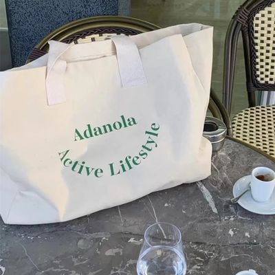 Gepersonaliseerd Logo Overgrote Grote Vrouwen Weekendfeest Cotton Canvas Beach Gift Shopping Tote Bag