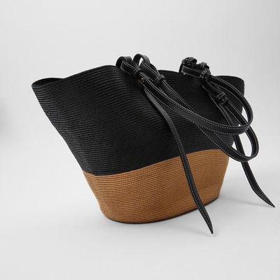 Outdoor Grote capaciteit Straw Beach Bag Vintage handgemaakte geweven schoudertas Raffia Rattan tassen