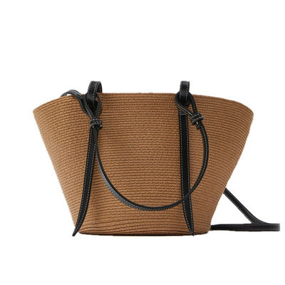 Outdoor Grote capaciteit Straw Beach Bag Vintage handgemaakte geweven schoudertas Raffia Rattan tassen