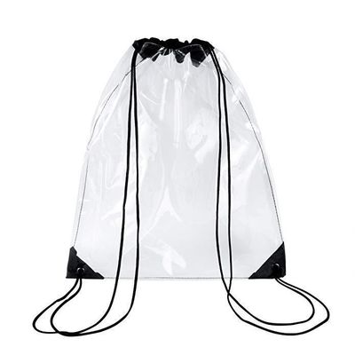 Op maat gedrukt waterdicht transparante PVC heldere rugzak trekstreng zak zak voor cadeautjes