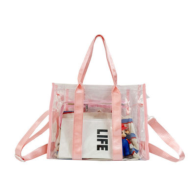 Zomer waterdicht PVC schouderstrandtas herbruikbaar en transparant voor vrouwen meisjes
